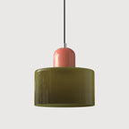 Modern Hanging Lamp Made of Colored Glass in Bauhaus Style