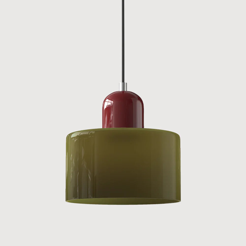 Modern Hanging Lamp Made of Colored Glass in Bauhaus Style
