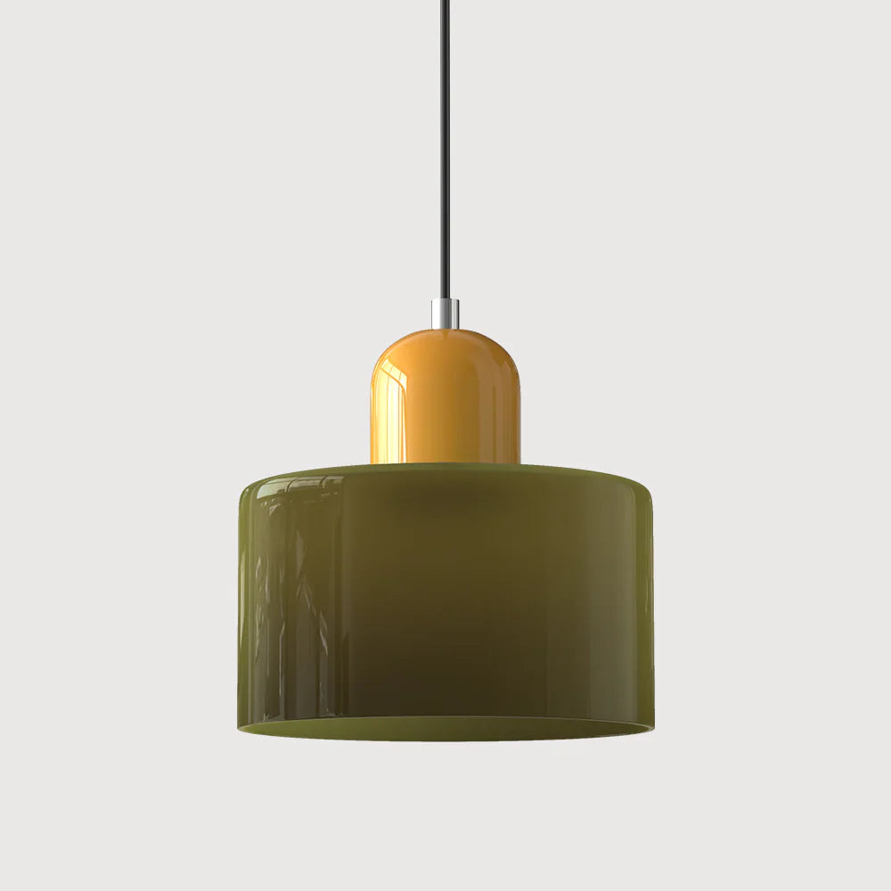 Modern Hanging Lamp Made of Colored Glass in Bauhaus Style