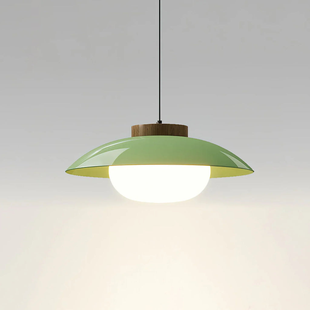Modern Glass Pendant Lamp – Minimalist Design with Wooden Accent