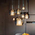 Modern Pendant Lamp with Glass Shades – Cluster Ceiling Light with Smoked Glass