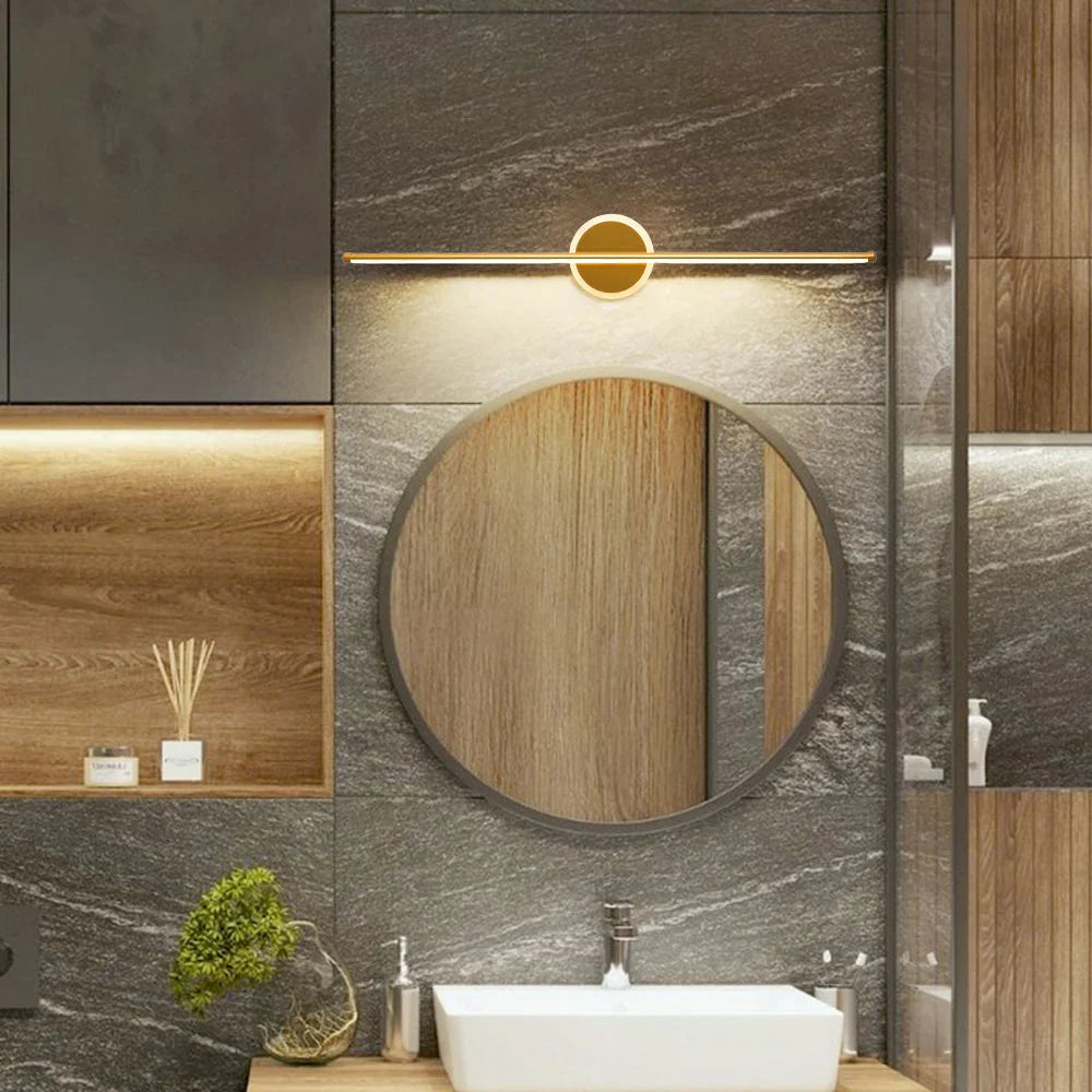 Modern LED Wall Lamp in Line Shape with Round Element – Designer Lighting