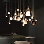 Modern Pendant Lamp with Glass Shades – Cluster Ceiling Light with Smoked Glass